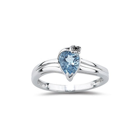 0.01 Cts Diamond & 0.60 Cts Aquamarine Ring in 14K White Gold