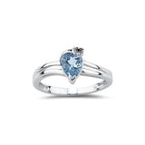0.01 Cts Diamond & 0.60 Cts Aquamarine Ring in 14K White Gold
