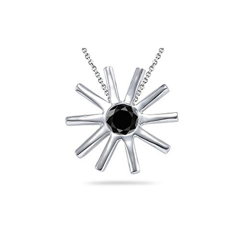0.30 Cts AA Black Diamond Pendant in Sterling Silver
