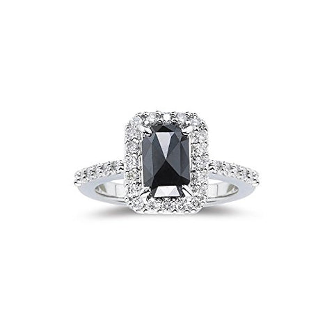 0.30 Cts White Diamond & 0.85 Cts Black Diamond Ring in 14K White Gold