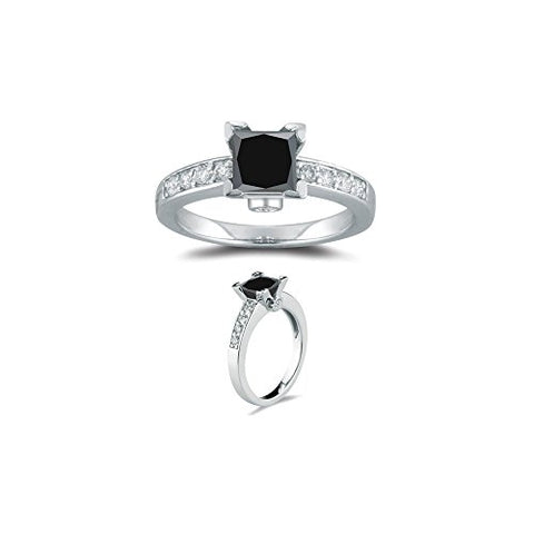 1.20 Cts AA Black & White Diamond Ring in 18K White Gold