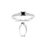 0.45 Cts Black & White Diamond Ring in 10K White Gold