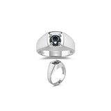 1.00 Ct Round AA Black Diamond Men's Ring- 14KW Gold {DIAMOND APPRAISAL INCLUDED}
