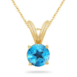 4.70-5.40 Ct 10 mm AAA Round Texas Star Swiss Blue Topaz Solitaire Pendant 14KY Gold