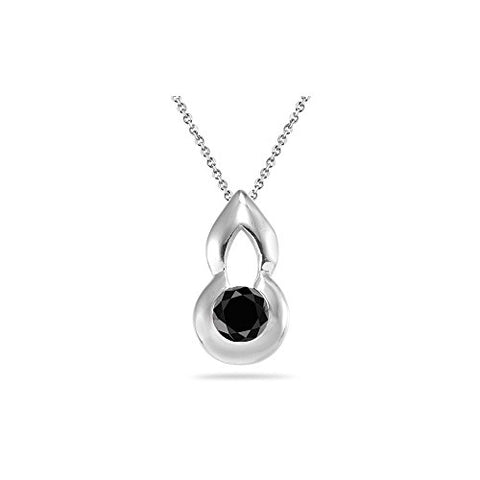 0.65 Cts AA Black Diamond Pendant in Silver