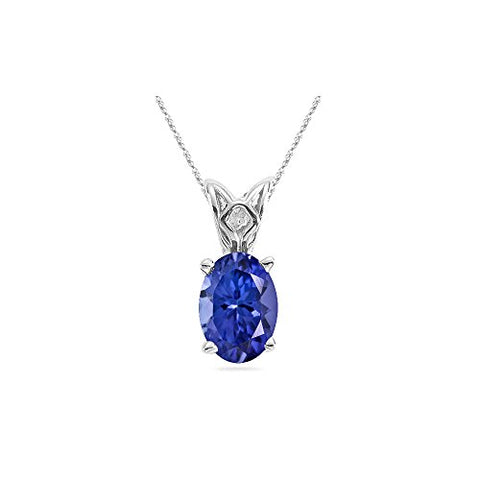 3/4 (0.71-0.80) Cts of 7x5 mm AAA Oval Tanzanite Scroll Solitaire Pendant in 18K White Gold