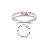0.01 Diamond & 0.21 Cts AAA Pink Sapphire Ring in 14K White Gold