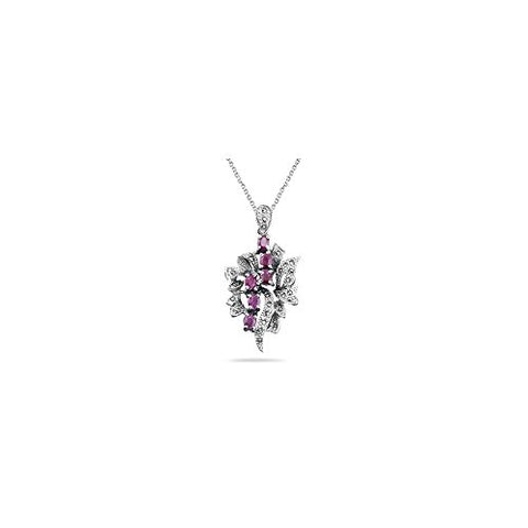 2.00 Cts Ruby Marcasite Filigree Pendant in Silver