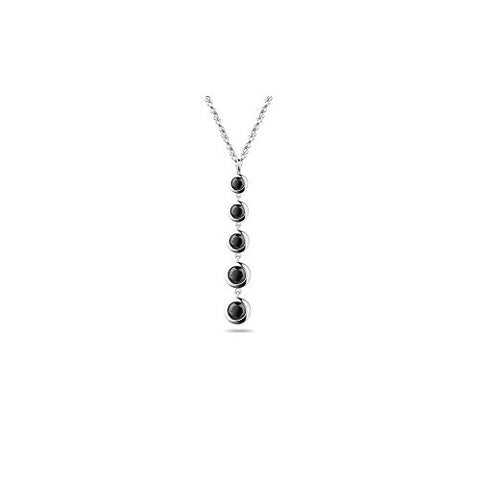 2.05 Cts Black Diamond Five Stone Journey Pendant in 14K White Gold