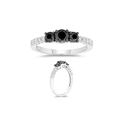 1.15 Cts Black & White Diamond Ring in 10K White Gold