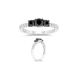1.15 Cts Black & White Diamond Ring in 10K White Gold
