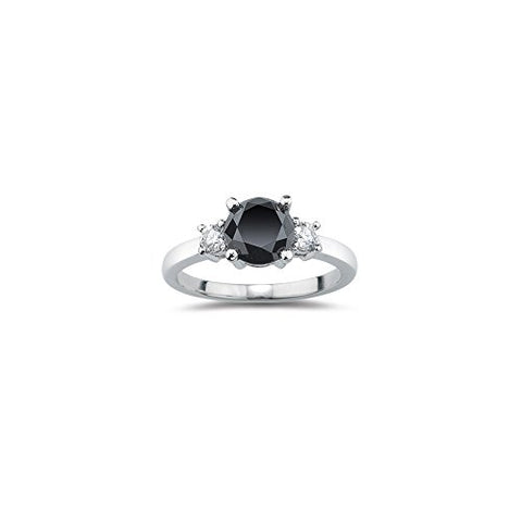 2.00 Cts White & Black Diamond Three Stone Ring in Platinum