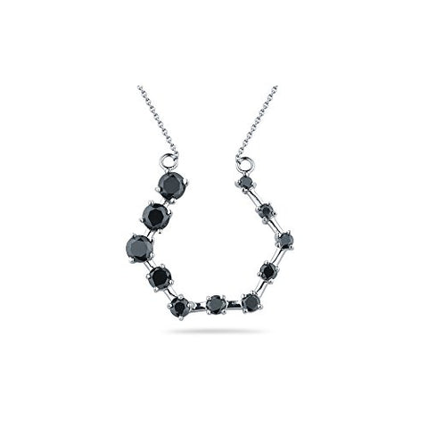 1.22 Cts Black Diamond Geo-Journey Pendant in 14K White Gold