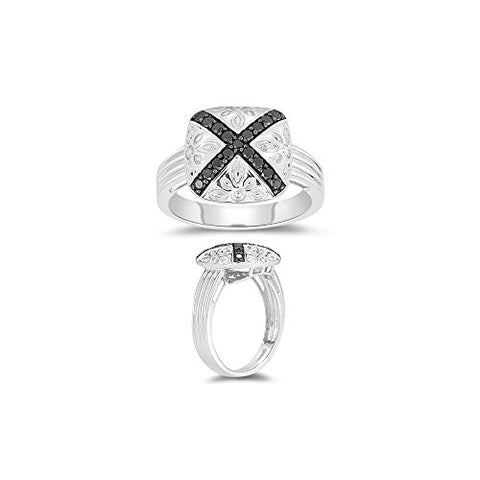 0.35 Cts Black Diamond Ring in Silver