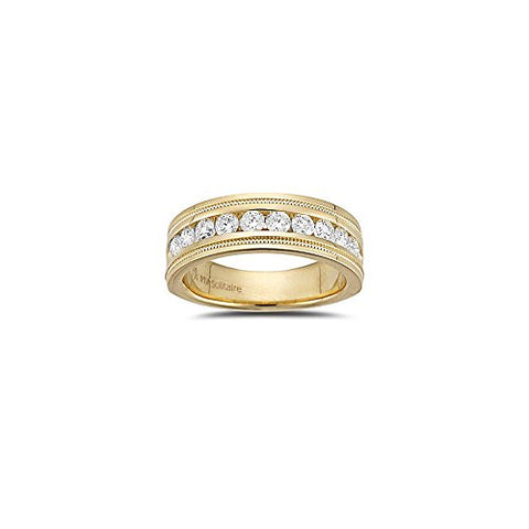 0.70-0.75 Cts SI1-SI2 clarity & I-J color Round Diamond Milgrain Tapered Wedding Band in 18KY Gold-7.0