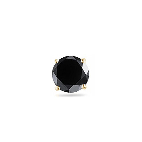 1/4 (0.21-0.27) Cts of 3.00-3.50 mm AAA Round Black Diamond Men's Single Stud Earring in 14KY Gold