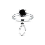 3/4 (0.71-0.80) Ct 5.34-6.01 mm AA Round Black Diamond Solitaire Ring in 14KW Gold