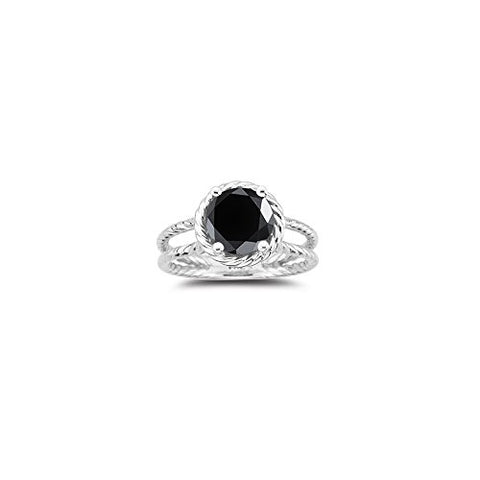 2.32 Cts Black Diamond Solitaire Ring in 14K White Gold