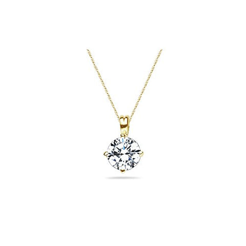 5.5 mm of 0.75 Cts White Sapphire Solitaire Pendant in 14K Yellow Gold