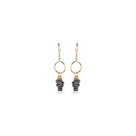 7.50-8.50 Cts Black Diamond Briolette Earrings in 18K Yellow Gold