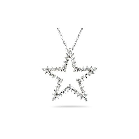 1.04-1.05 Cts SI1-SI2 I-J Diamond Star Pendant in 14K White Gold