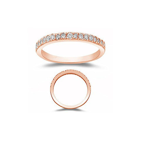 0.12-0.18 Cts SI2-I1 clarity & I-J color Round Diamond Wedding Ring in 14K Pink Gold-7.0