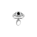 0.71 Cts Black & White Diamond Ring in 14K White Gold