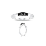 1/4 (0.21-0.27) Cts Black Diamond Three Stone Ring in 10K White Gold