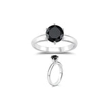 1.00 Ct of 5.65-6.37 mm A Round Black Diamond Engagement Ring in Silver