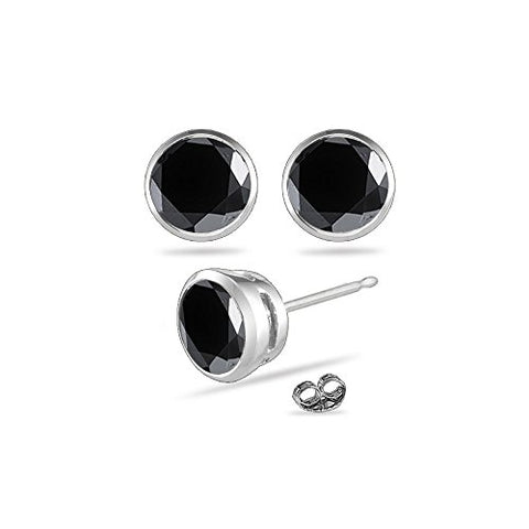 1 Cts of 4.5 mm AAA Round Black Diamond Stud Earrings in 14K White Gold