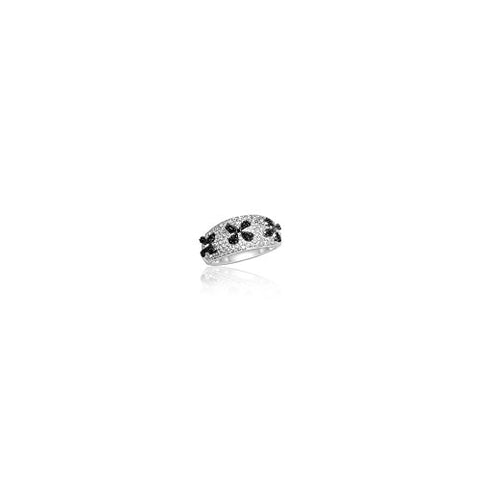 0.02 Cts Black Diamond Ring in Silver with Black Rhodium-7.0
