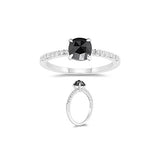 1.15 Cts Black & White Diamond Ring in 14K White Gold
