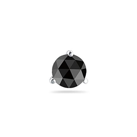 3/8 (0.35-0.45) Cts of 4.40-5.40 mm Black Diamond Mens Stud Earring in 14K White Gold