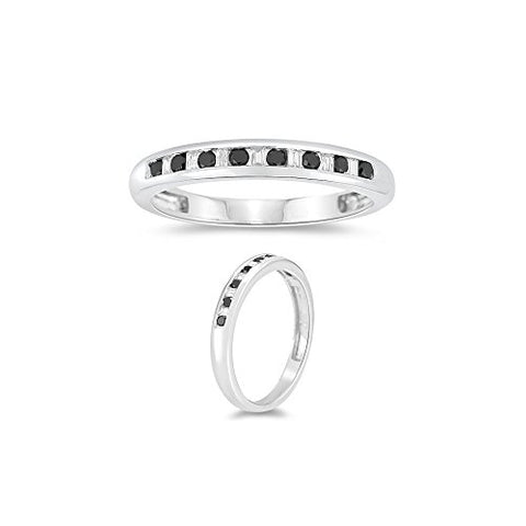 0.30 Cts Black & White Diamond Ring in 10K White Gold