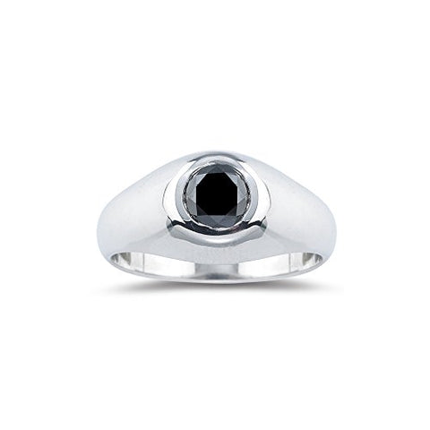 1.30 Cts Black Diamond Men's Ring in Silver-10.0