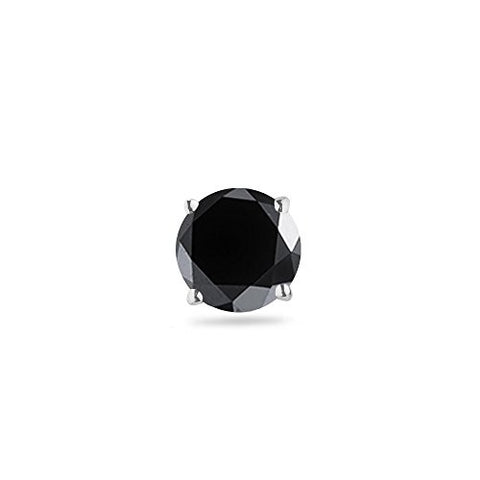 3/4 (0.71-0.80) Cts of 5.34-6.01 mm AAA Round Black Diamond Men's Stud Earring in 14K White Gold