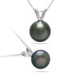 Gift For Her - 8.5-8.9 mm Tahitian Cultured Pearl Pendant in 18K White Gold