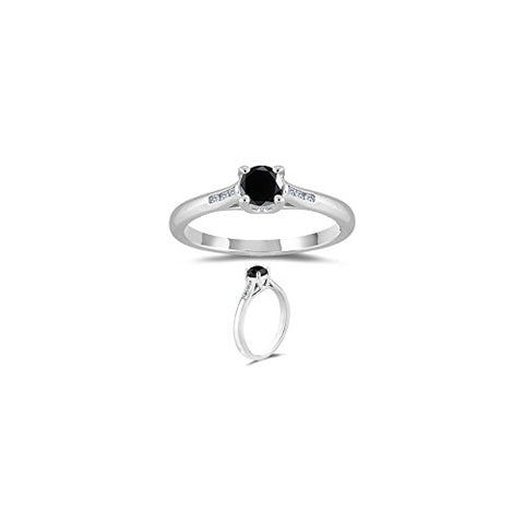 2/3 (0.62-0.70) Cts Black & White Diamond Ring in 14K White Gold