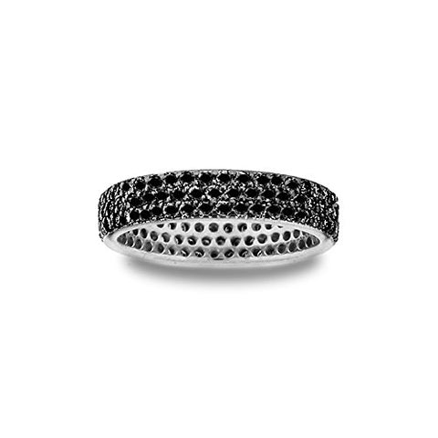 2.08 Cts Black Diamond Eternity Band in 14K White Gold-6.0