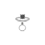 1/2 (0.46-0.55) Cts Diamond & 0.85 Cts Black Diamond Ring in 14K White Gold