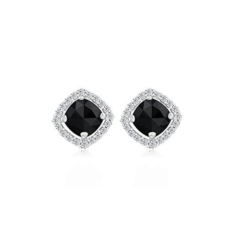 3.60 Cts Black & White Diamond Earrings in 14K White Gold