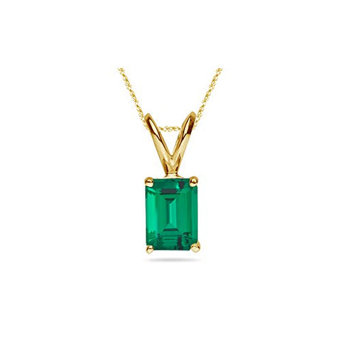 3.26-4.49 Cts of 11x9 mm AAA Emerald Russian Lab Created Emerald Solitaire Pendant in 14K Yellow Gold