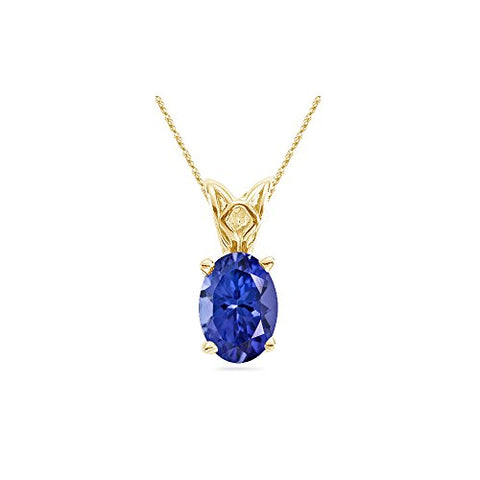 3/4 (0.71-0.80) Cts of 7x5 mm AAA Oval Tanzanite Scroll Solitaire Pendant in 18K Yellow Gold