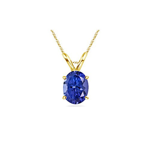 3/4 (0.75-0.90) Cts of 7x5 mm AAA Oval Tanzanite Solitaire Pendant in 18K Yellow Gold