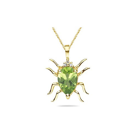 0.02 Cts Diamond & 1.10 Cts Peridot Pendant in 14K Yellow Gold