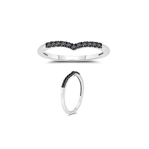1/5 (0.18-0.25) Cts Black Diamond Ring in 10K White Gold & Black Rhodium