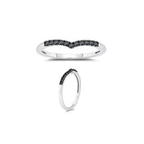 1/5 (0.18-0.25) Cts Black Diamond Ring in 10K White Gold & Black Rhodium