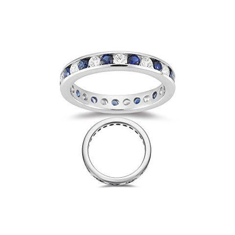 Diamond Eternity Band - 3/5 (0.56-0.65) Ct Diamond & 9/10 Ct Sapphire Eternity Band-8.0