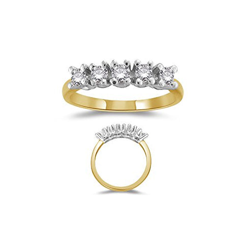 0.28-0.33 Cts SI2-I1 clarity & I-J color Diamond Five Stone Ring in 18K Yellow Gold & Platinum-6.5