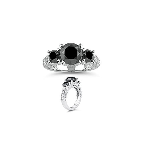 4.87 Cts Black & White Diamond Ring in 18K White Gold